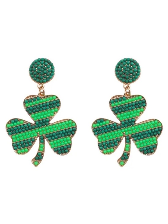 Jewelry - Green Three Leaf Clover St Patrick’s Day Stud Earrings